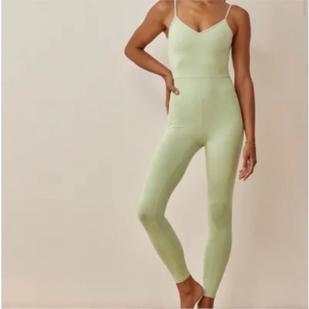 NWT Reformation Emmy Ecostretch Jumpsuit Limon Workout Open Back - Picture 3 of 6